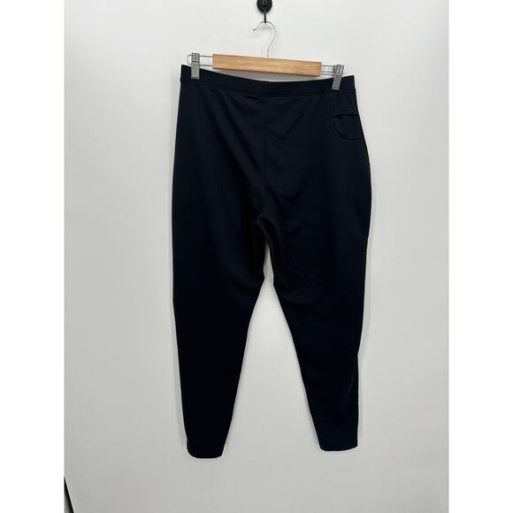 Lands End Womens Black Fleece Leggings Size M Pull On Stretch Lightly Lined - Picture 2 of 5